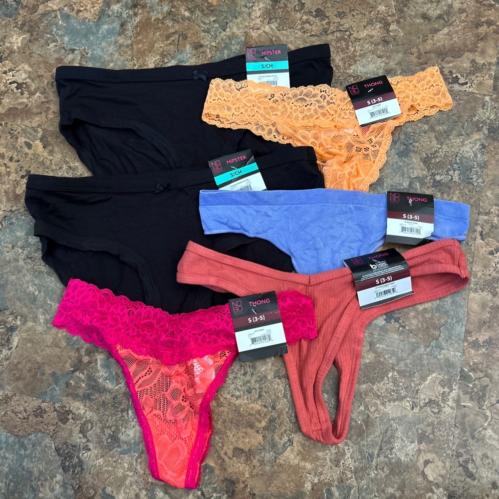 No Boundaries Thongs Panty Bundle Womens Size Small Lot Of 6 Hipster Thong